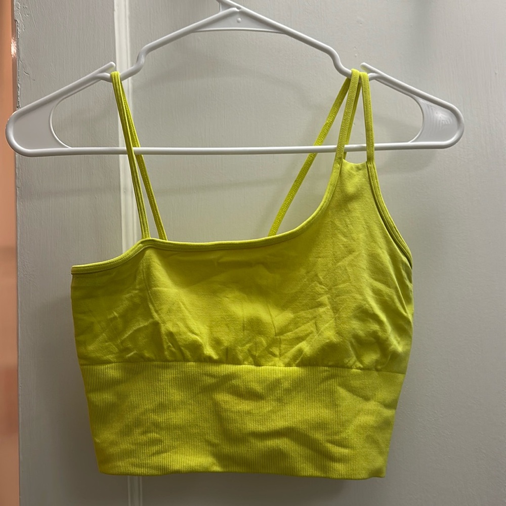Alo Sports Bra Crop Top Highlighter Yellow